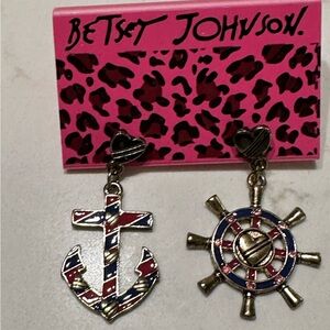 NWT Betsey Johnson Silver Nautical Earrings